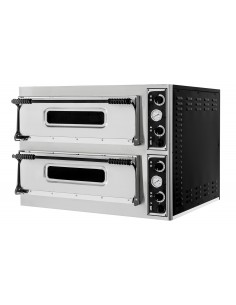 Electric pizza oven - Mechanic - No. 2 rooms - Refractory hob - pizza n. 6+6 (Ø cm 32)- cm 97,5 x 121,5 x 74,5 h
 Diet-Monofase