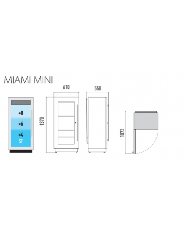 Vetrina vini - Temperatura +4+18°C - Cassetti...