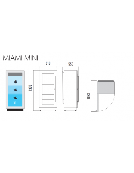 Vidrio vino - Temperatura +4+18°C - Cajas de madera - cm 61x55x137
