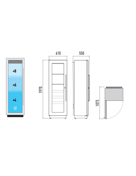 Wine glass - Temperature +4+18°C - Tubes and drawers - cm 61x55x197 h
