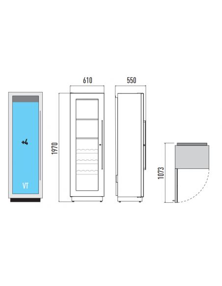 Wine glass - Temperature +4+18°C - Tubes and drawers - cm 61x55x197 h