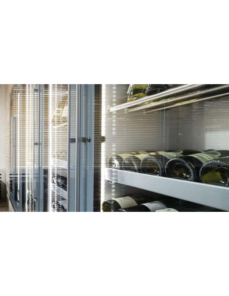 Vetrina vini - Temperatura +4+18°C - Cassetti legno e tubi acciaio- cm 82x55x197 h