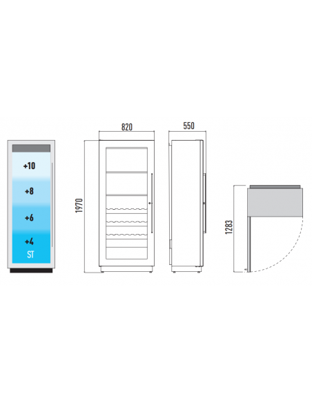 Vetrina vini - Temperatura +4+18°C - Tubi acciaio - cm 82 x 55 x 197 h
