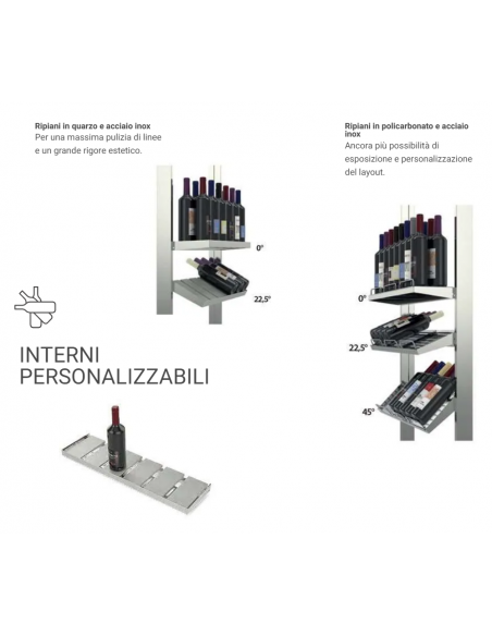 Vetrina vini - Temperatura +4+18°C - Bifacciale - cm 84 x 62.5 x 88 h