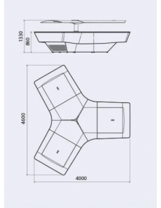 Buffet exposición isla - N. 3 zonas - cm 400 x 460 x 133 h 2