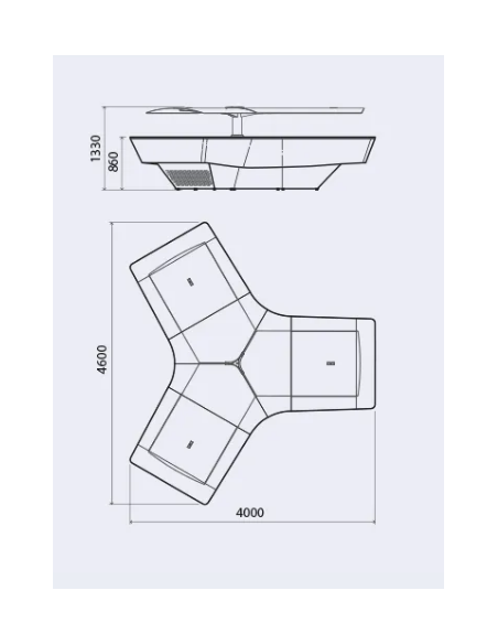 Buffet exhibition island - N. 3 Areas - cm 400 x 460 x 133 h
