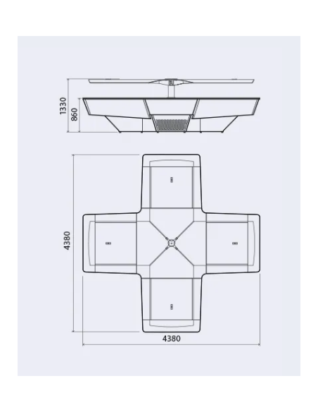 Isola espositiva buffet - N. 4 Aree - cm  438 x 438  x 133 h