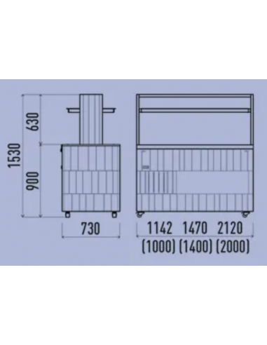 Exhibidor buffet - cm 114.2 x 73 x 153 h