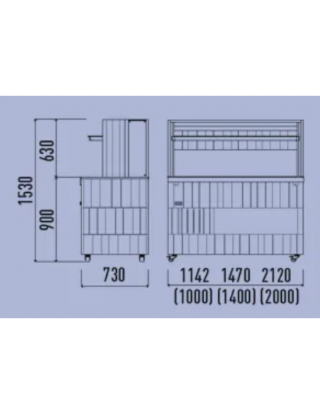 Exhibidor baño buffet - A pared - cm 114.2 x 73 x 153 h