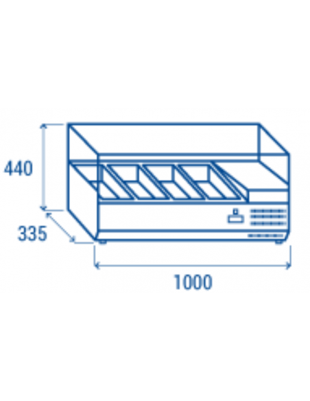 Ingredient display case with 4 x GN1/4 glass - Depth 33.5 Ingredient display case with 4 x GN1/4 glass - Depth 33.5