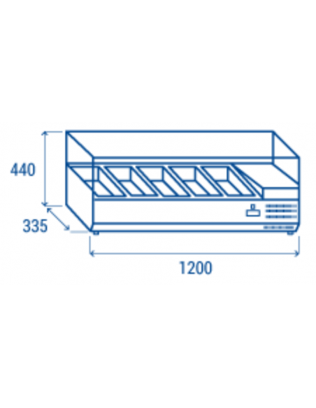 Ingredient display case with glass 5 x GN1/4 - Depth 33.5 Ingredient display case with glass 5 x GN1/4 - Depth 33.5