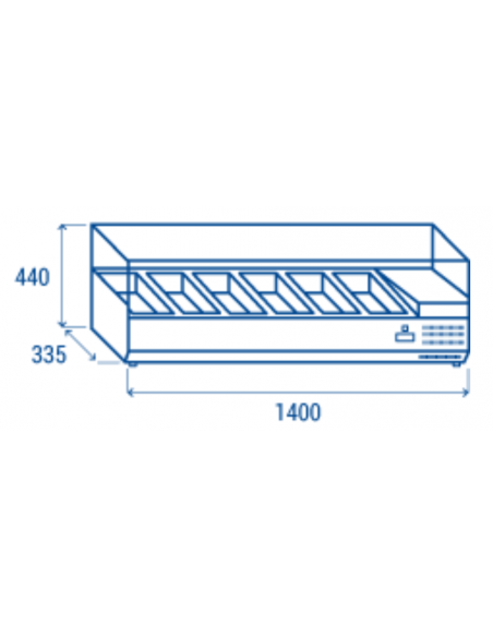 Ingredient display case with glass 6 x GN1/4 Ingredient display case with glass 6 x GN1/4