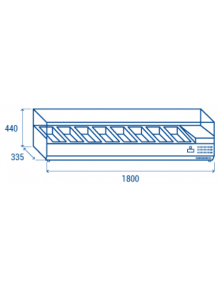 Ingredient display case with glass - No. 8 x GN1/4