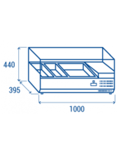 Ingredient display case 2 x GN1/3 + 1 x GN1/2 - Glass