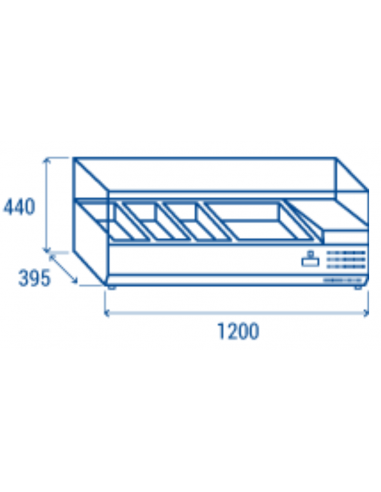 Ingredient display case for 3 x GN1/3 + 1 x GN1/2 - Glass