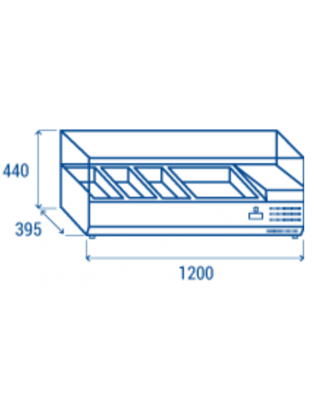 Ingredient display case for 3 x GN1/3 + 1 x GN1/2 - Glass Ingredient display case for 3 x GN1/3 + 1 x GN1/2 - Glass