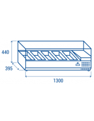 Vitrina para ingredientes 5 x GN1/3 - Vidrio
