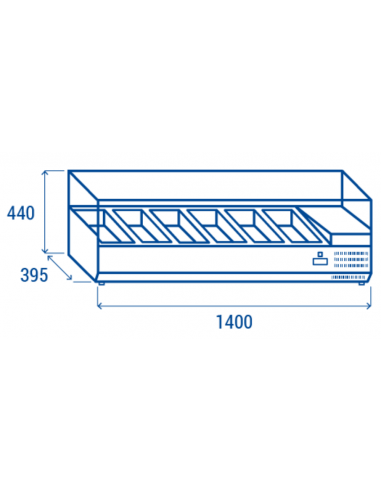 Vitrina para ingredientes 6 x GN1/3 - Vidrio
