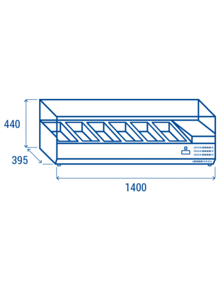 Vitrina para ingredientes 6 x GN1/3 - Vidrio