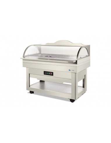 Expositor buffet de madera con apertura manual...