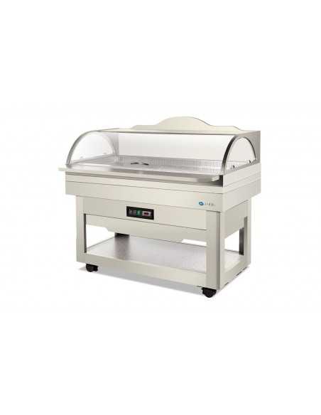 Expositor buffet de madera con apertura manual - Temperatura +3 / +10 °C - cm 140 x 90 x 125 h