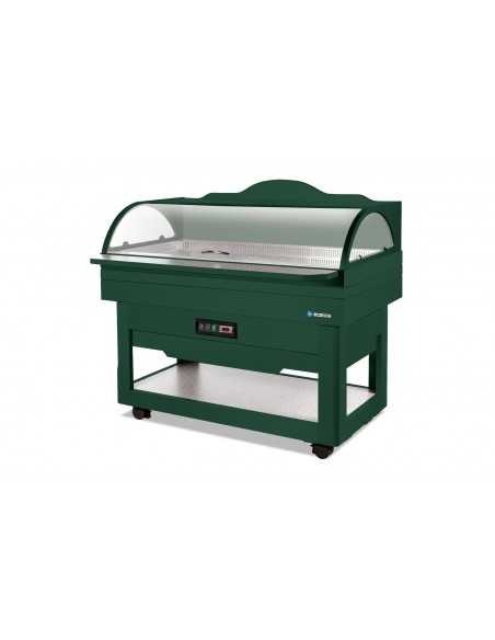 Wooden buffet display with manual opening - Temperature +3 / +10 °C - cm 140 x 90 x 125 h