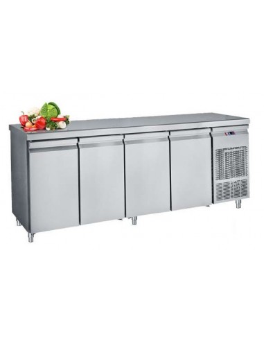 Refrigerated snack table - Stainless steel - 4 doors - Capacity Lt. 600 - Temperature -20/-12°C - cm 232 x 60 x 89 h