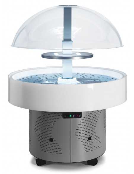 Isla de exposición refrigerada sin estante - Temperatura +3 /+10 °C - cm 128 x 128 x 168 h