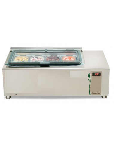 Banco gelateria - N. 3 vaschette x 3.4 lt e 1 x 2.5 lt - cm 100 x 45 x 36h