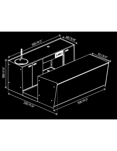Bar counter and back counter - Cm L 250 x P...