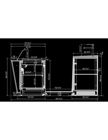 Bar counter and back counter - Refrigerated tank - Cm L 300 x P 232.5 x h 95.1
