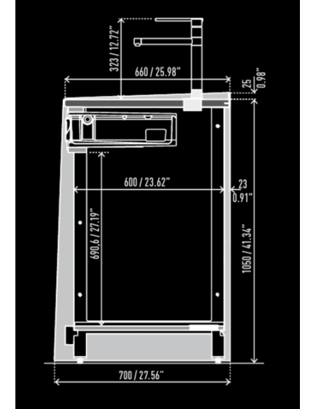 Banco bar e retrobanco - Vasca refrigerata - Cm L 300 x P 232,5 x h 95.1