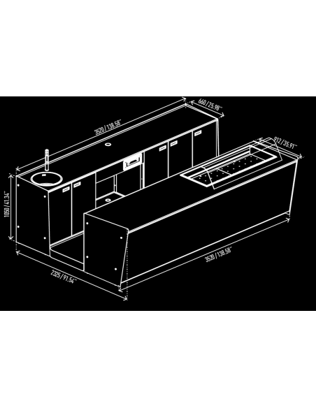 Bar counter and back counter - Cm 350 x 232.5 x h 95.1