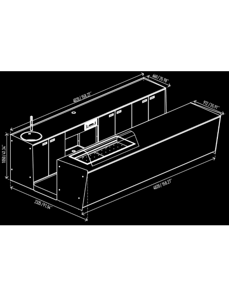 Bar counter and back counter - Cm 400 x 232.5 x h 95.1