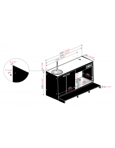 Bar counter and back counter - cm 200 x 232.5 x...