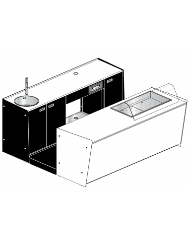 Bar and rear bench - Refrigerated tank - Cm L 250 x P 232.5 x h 95.1