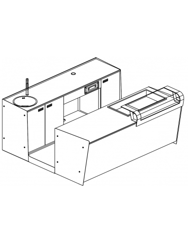 Banco bar e retrobanco - Vasca refrigerata - Cm L 250 x P 232,5 x h 95.1