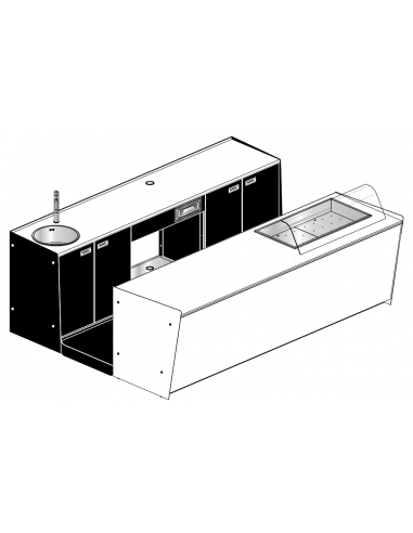 Banco bar e retrobanco - Vasca refrigerata - Cm L 300 x P 232,5 x h 95.1