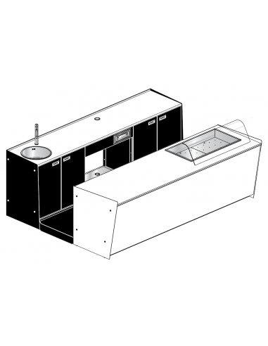 Bar and rear bench - Refrigerated tank - Cm L 300 x P 232.5 x h 95.1
