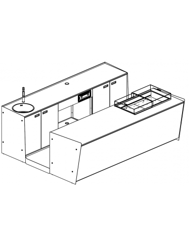 Banco bar e retrobanco - Vasca refrigerata - Cm L 300 x P 232,5 x h 95.1