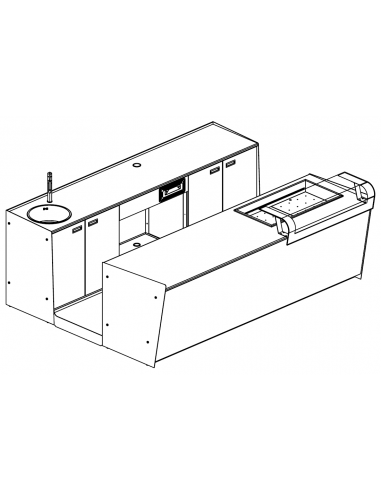 Banco bar e retrobanco - Vasca refrigerata - Cm L 300 x P 232,5 x h 95.1