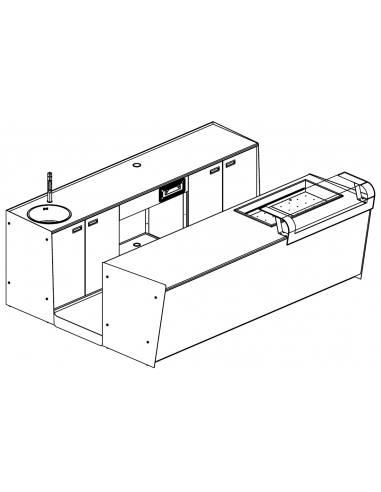 Bar y banco trasero - tanque refrigerado - Cm L 300 x P 232.5 x h 95.1
