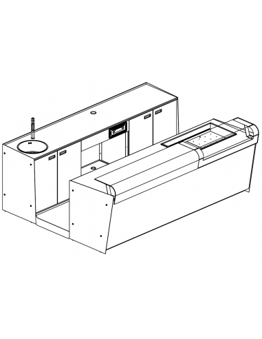 Banco bar e retrobanco - Vasca refrigerata - Bancalina - Cm L 300 x P 232,5 x h 115