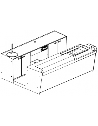 Bar counter and rear bench - Refrigerated tank - Bancalina - Cm L 300 x P 232.5 x h 115