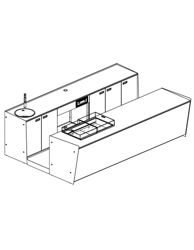 Banco bar e retrobanco - Vasca refrigerata - Cm L 350 x P 232,5 x h 95.1