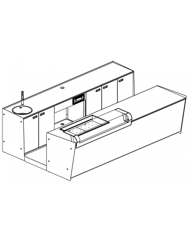 Banco bar e retrobanco - Vasca refrigerata - Bancalina - Cm L 350 x P 232,5 x h 95.1