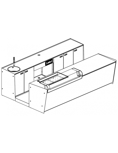 Bar counter and rear bench - Refrigerated tank - Bancalina - Cm L 350 x P 232.5 x h 95.1
