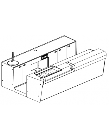 Banco bar e retrobanco - Vasca refrigerata - Bancalina - Cm L 350 x P 232,5 x h 115