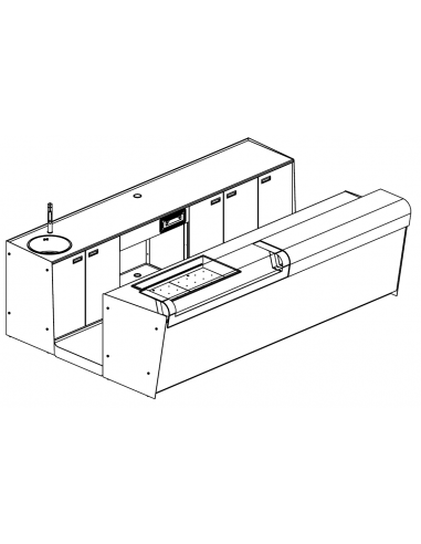 Bar counter and rear bench - Refrigerated tank - Bancalina - Cm L 350 x P 232.5 x h 115