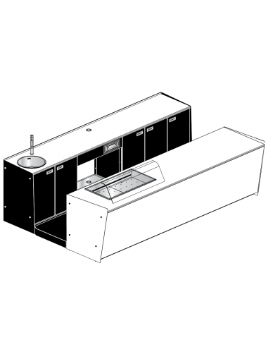 Banco bar e retrobanco - Vasca refrigerata - Cm L 350 x P 232,5 x h 95.1